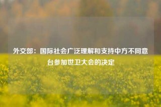 外交部：国际社会广泛理解和支持中方不同意台参加世卫大会的决定