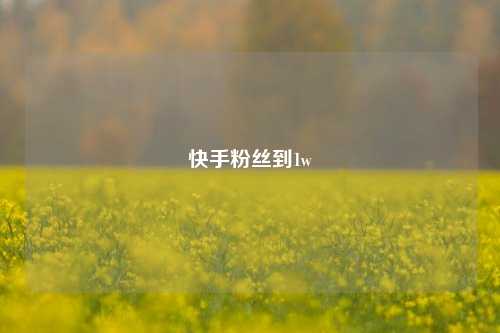 快手粉丝到1w  第1张